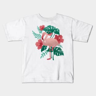 Flamingo: Pink and Green Kids T-Shirt